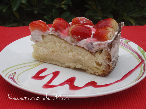 tarta de requeson y fresas